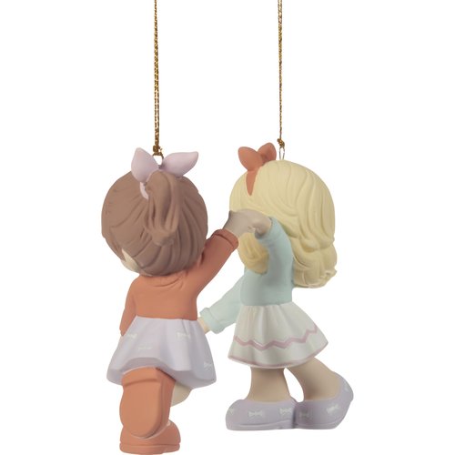 Precious Moments Two Friends One Heart Ornament Set – Set of 2 Bisque Porcelain Christmas Keepsake Ornaments – 251047