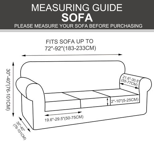 Luxshare Home 4 Pieces Stretch Couch Cover for 3 Cushion Furniture Protector Sofa Covers Washable Pet Dog Friendly Non Slip Cover with Elastic Bottom(72"-92" Sofa 3 Cushion/Black)