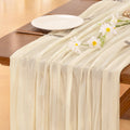 Socomi 3-Piece Beige Cheesecloth Table Runner - 120 Inch Boho Rustic Decor for Weddings & Events