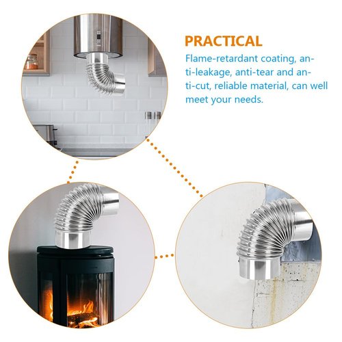 90 Degree Stove Pipe 3 Inch Stainless Steel Stove Pipe Elbow Extension Tube Chimney Flue Exhaust Pipe for Outdoor Wood Stove, Camping Stove Accessories