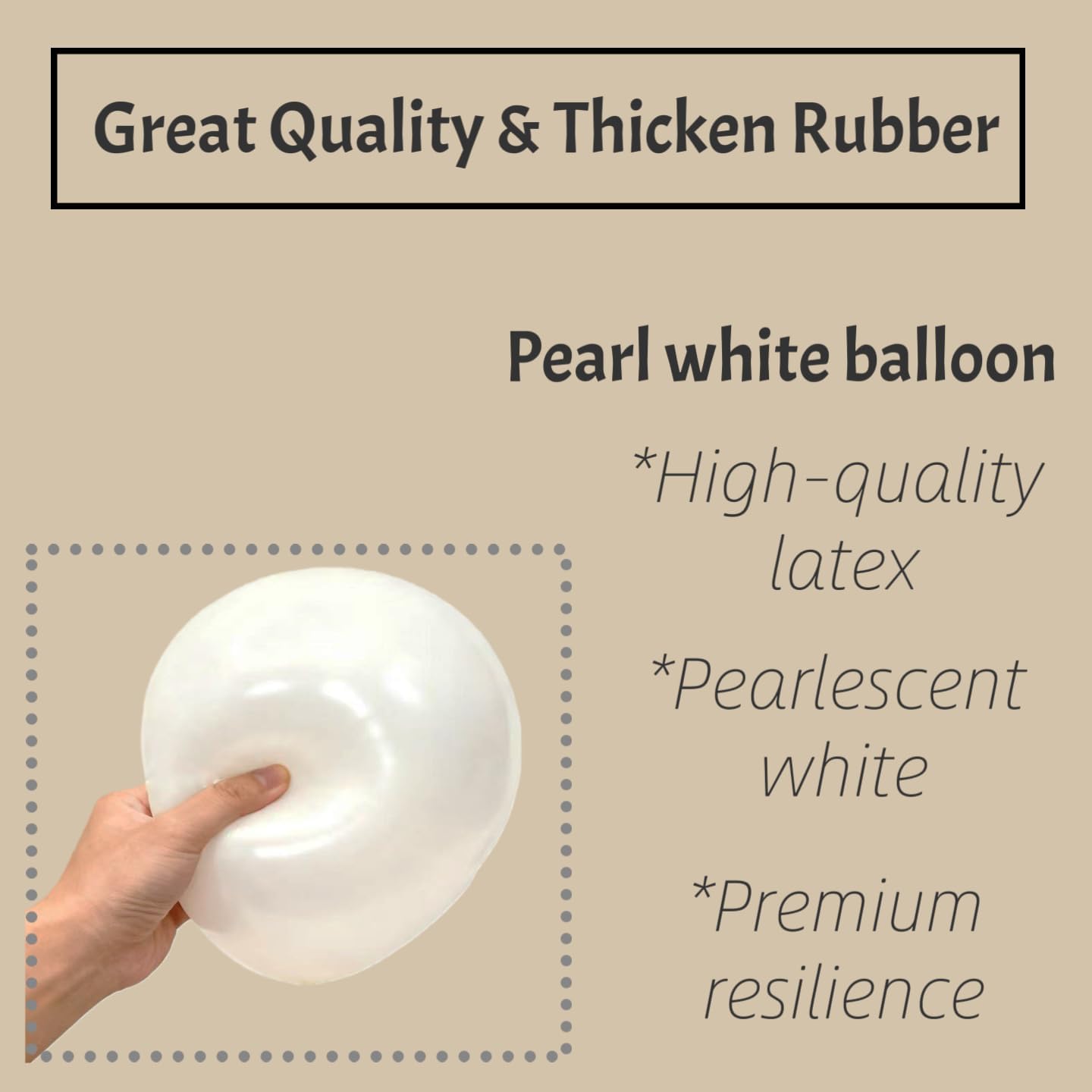 Pearl White Balloons - 12 Inch Matte Latex Balloons for Weddings, Birthdays & Baby Showers | 50PCS
