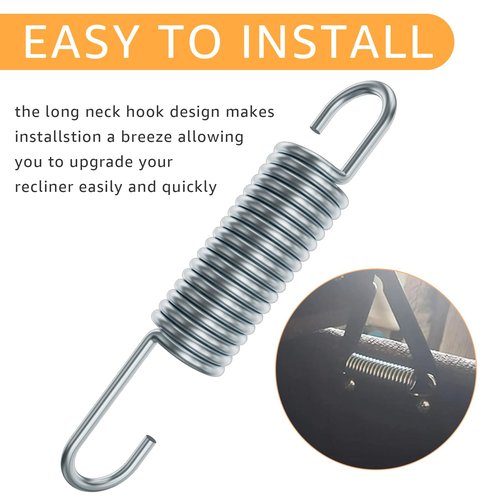 kzfuli 3-5/8 Inch Replacement Recliner Chair Mechanism Furniture Tension Springs Long Neck Style ，Long Neck Hook Style-Recliner Replacement Parts-3.46 Inch Inside Hook to Hook (Silver White 2Pcs)