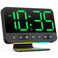 AuroraCalm Digital Alarm Clock with Large Numbers for Bedrooms: Bold Display Readable Across The Room with 5 Level Brightness - 5 Alarm Sounds 8 Night Lights for Kids Seniors Teens - Green