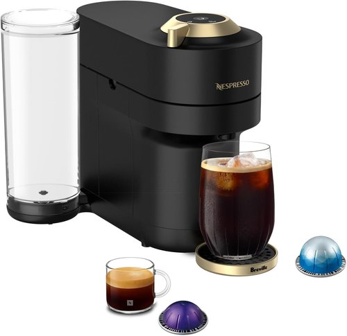 Breville Nespresso Vertuo Pop+ Coffee & Espresso Maker - Matte Black Gold Finish