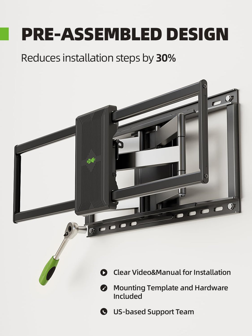 USX MOUNT Full Motion TV Wall Mount - Fits 50-90 Inch TVs Up to 150 lbs | Dual Articulating Arms & Tilt