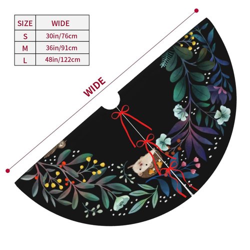 Forest Wreath Christmas Tree Skirt 36" for Xmas Holiday New Year Party Circle Tree Mat Ornaments Decoration
