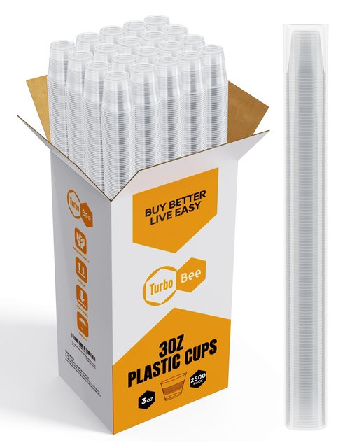 Turbo Bee 2500Pack 3oz Plastic Cups,Disposable Mouthwash Cups,3 Ounce Small Tumblers Ideal for Drinking Tasting, Food Samples