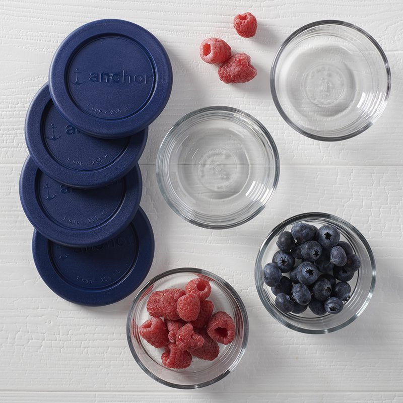 6-Pack Glass Food Storage Containers with Lids - 1 Cup Round