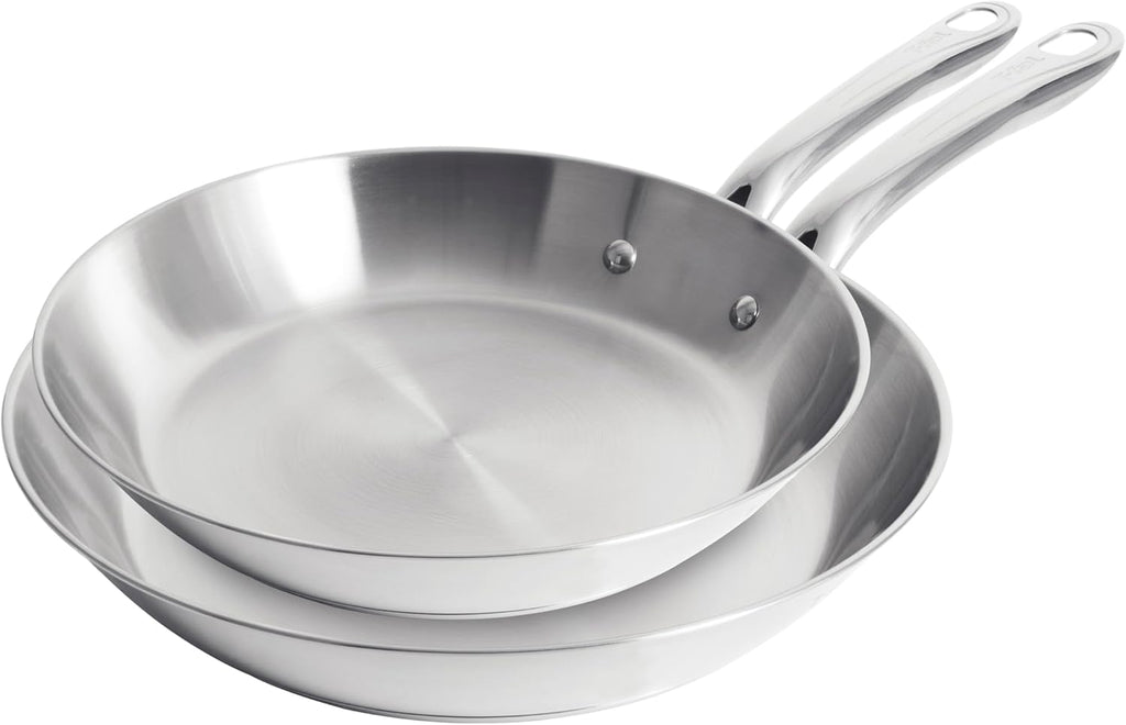 T-Fal Gourmet Stainless Steel Pan Set - 11" & 12" Induction Compatible, Dishwasher & Oven Safe to 500°F