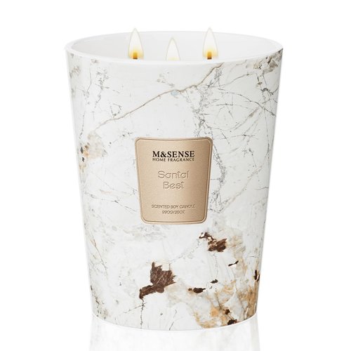 M&SENSE Extra Large Candle 35oz 150H Santal Scented 3-Wick Highly Scented Jar Candles, XL Candle for Home Decor, Long Lasting Aromatherapy Candle for Stress Relief, Meditation