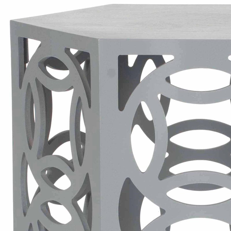 Geometric Hexagon Side Table - Pearl Blue Grey