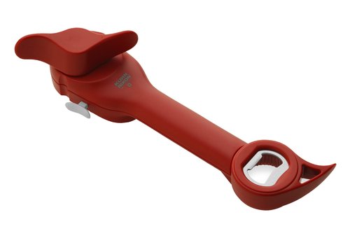 Kuhn Rikon 5-in-1 Multi-Purpose Strain-Free Opener for Jars, Bottles and Ring-Pull Cans, 5 x 10 x 2.25 inches, Red & Auto Safety Master Opener for Cans, Bottles and Jars, 9 x 2.75 inches, Red