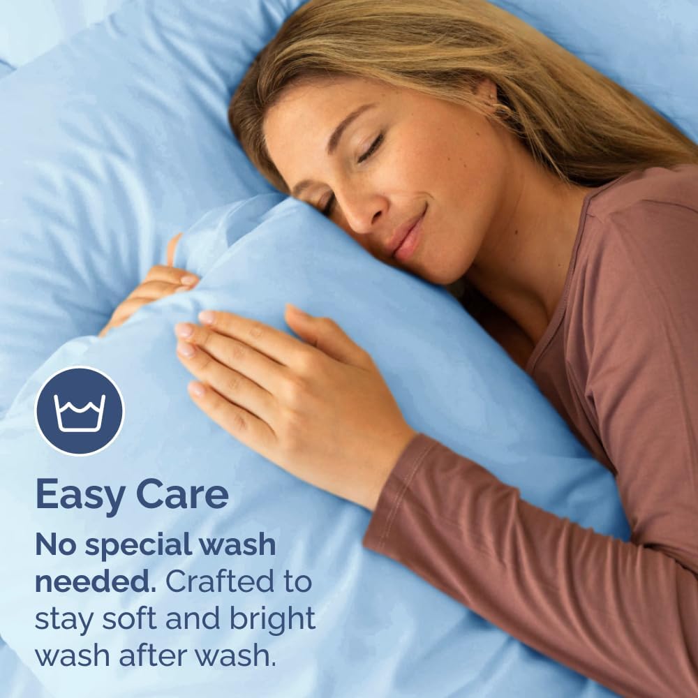 Skiennix Body Pillowcases Set of 2 | Soft & Breathable 20x54 Long Pillow Covers - Wrinkle-Free & Machine Washable (Light Blue)