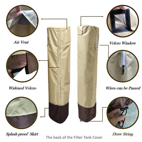 Water Softener Covers for Outside Units,16''D×44'',H,14''D×64''H Double Layer Water Softener Cover Outdoor,All-Weather Protection,Waterproof Cover for Water Softener Outside,Beige&Tan