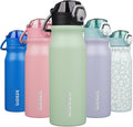 BJPKPK Insulated Water Bottle - 25oz Stainless Steel Flask with Straw & Carry Handle - Sage Color