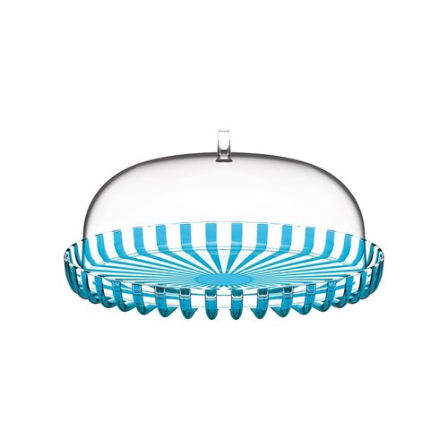 GUZZINI Dolcevita 12" Cake Stand with Dome Lid - Turquoise | Multi - Purpose Use for Dessert Table, Cupcake Stand, Cake Display | BPA-Free Display Stand for Parties, Weddings, Kitchen