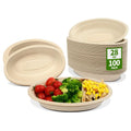 AICHEF 28 oz Oval Paper Bowls 100 Pack Disposable Chi-potle Style Oval Bowls for Burrito Roll, Nacho, Baked Potato, Taco Salads, Nacho Potato Bar Supplies