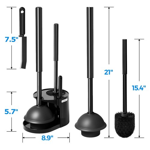 FORASTO 3Pack 3 in 1 Toilet Brush and Plunger Set,Toilet Bowl Brush Plunger Set,Toilet Brush Plunger Combo,Cleaning Brush,Cleaning Supplies, Crevice Cleaning Brush, Bathroom Cleaning Tools