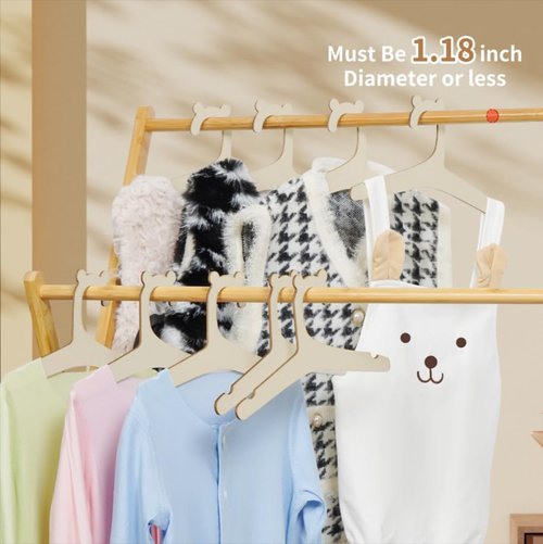 Wooden Hangers for Baby Closet - Natural Wooden Hanger for Clothes & Pants - Anti-Slip Wood Baby Hangers Usable Newborn to Toddler for BabyCloset Organizer, ChildrenHangers, PetHangers (6Pcs - 5mm)