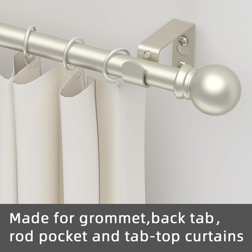 GXOACKJ Curtain Rods - Heavy Duty 5/8 Inch Decorative Metal Set for Windows 32-48 Inch