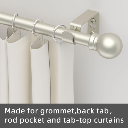 GXOACKJ Curtain Rods for windows 32-48 inch, 5/8 inch Decorative Nickel Splicing Heavy Duty Metal Curtain Rod set with Brackets