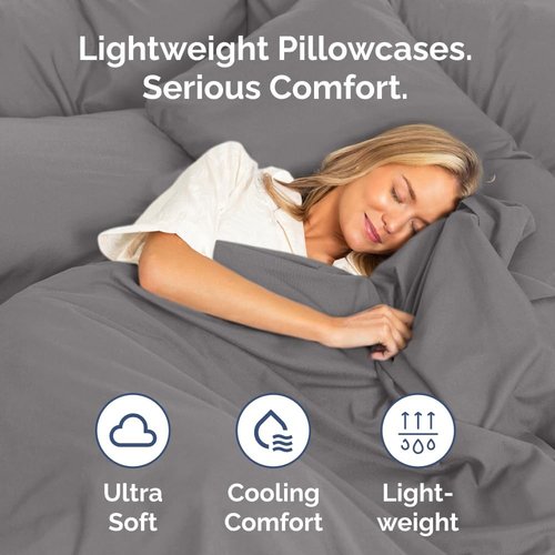 King Standard Pillow Cases - Soft Hotel Quality Covers | Comfy & Fade Resistant - Dark Grey, Set of 2