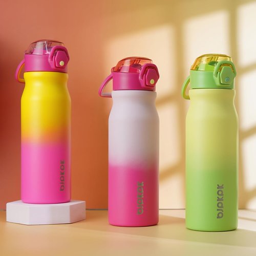 BJPKPK Insulated Water Bottle - 25oz Stainless Steel Flask with Straw & Carry Handle