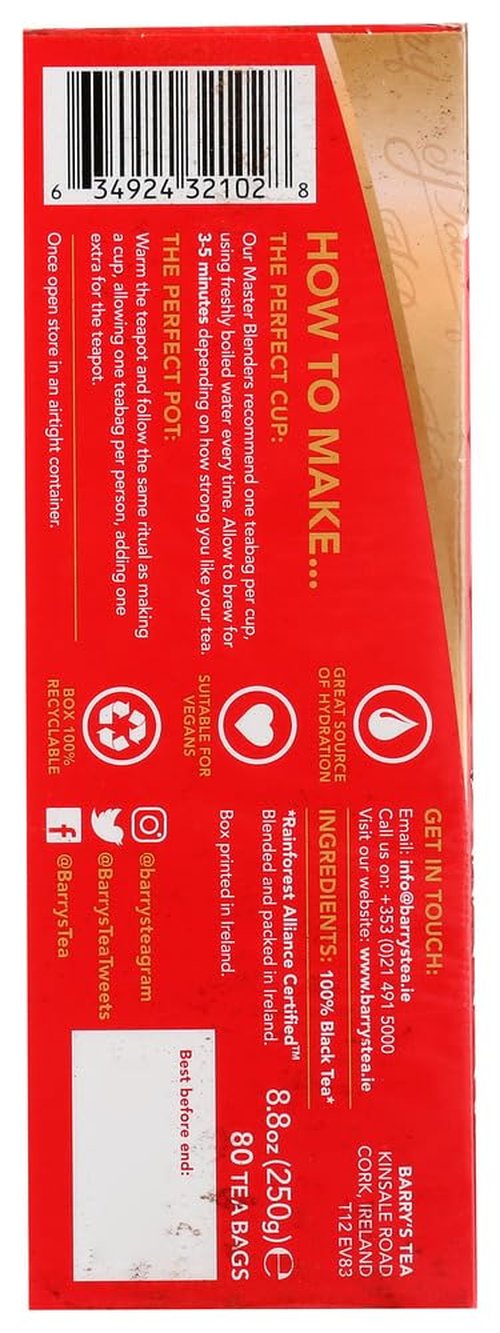 Barry's Tea Gold Blend, 80-Tea Bag Boxes (Pack of 6)