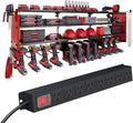 Power Tool Organizer by [Brand Name] - Heavy Duty Wall Mount Tool Shelf with Power Strip | 400lbs Capacity, 12 Slots