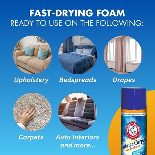 Fabric and Carpet Foam Deodorizer Professional, Aerosol, Fresh Scent, 15 fl oz (Case of 8)