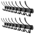 Coat Rack Wall Mount with 8 Tri Hooks, Stainless Steel 24 Inch – Black Matte Finish, Heavy Duty Wall Mounted Hook Rack for Coats, Hats, Towels, Scarfs, Robes, Bags, Entryway & Bathroom - 2 Pack