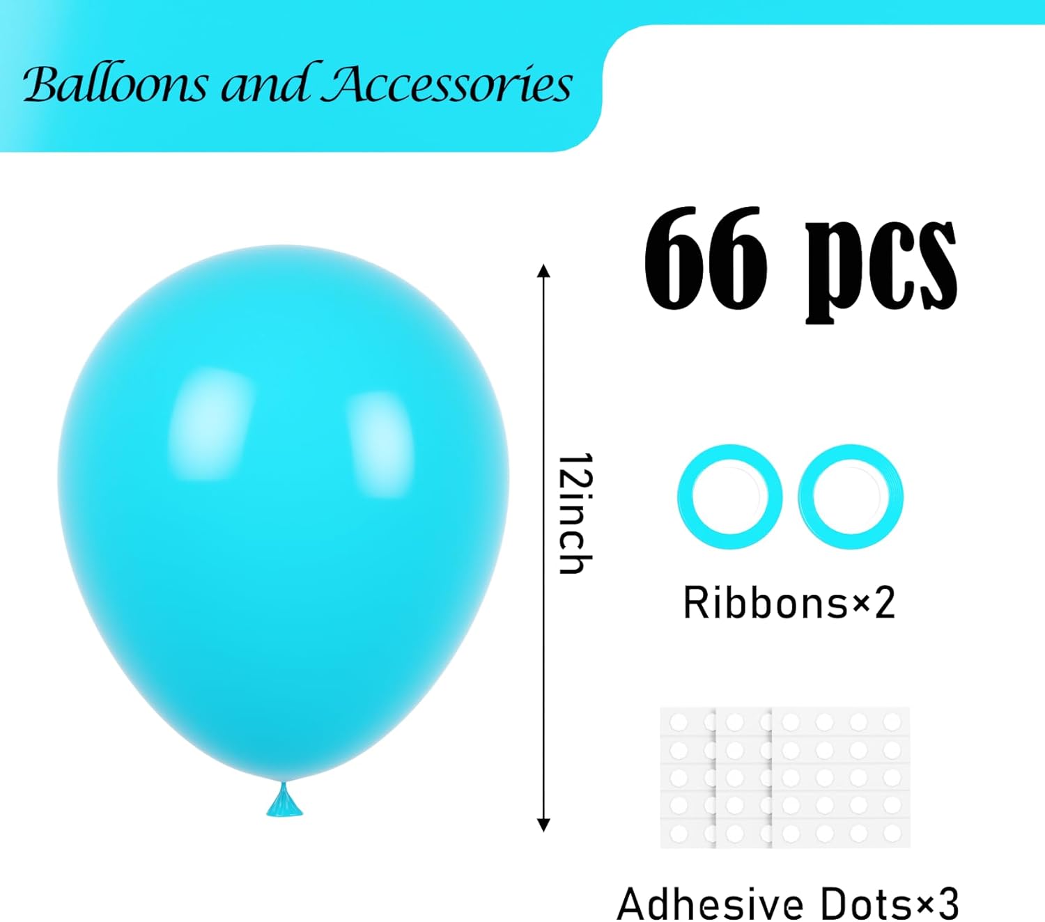 Voircoloria Peacock Blue Balloons - 66 Pack of 12-Inch Teal Blue Latex for Weddings & Celebrations