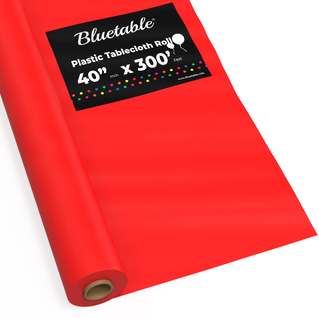 Table Cloth Roll Plastic - Red 40”x 300’ Feet, Disposable Tablecloth Rolls to Cover Table, Plastic Tablecloths for Covering Tables