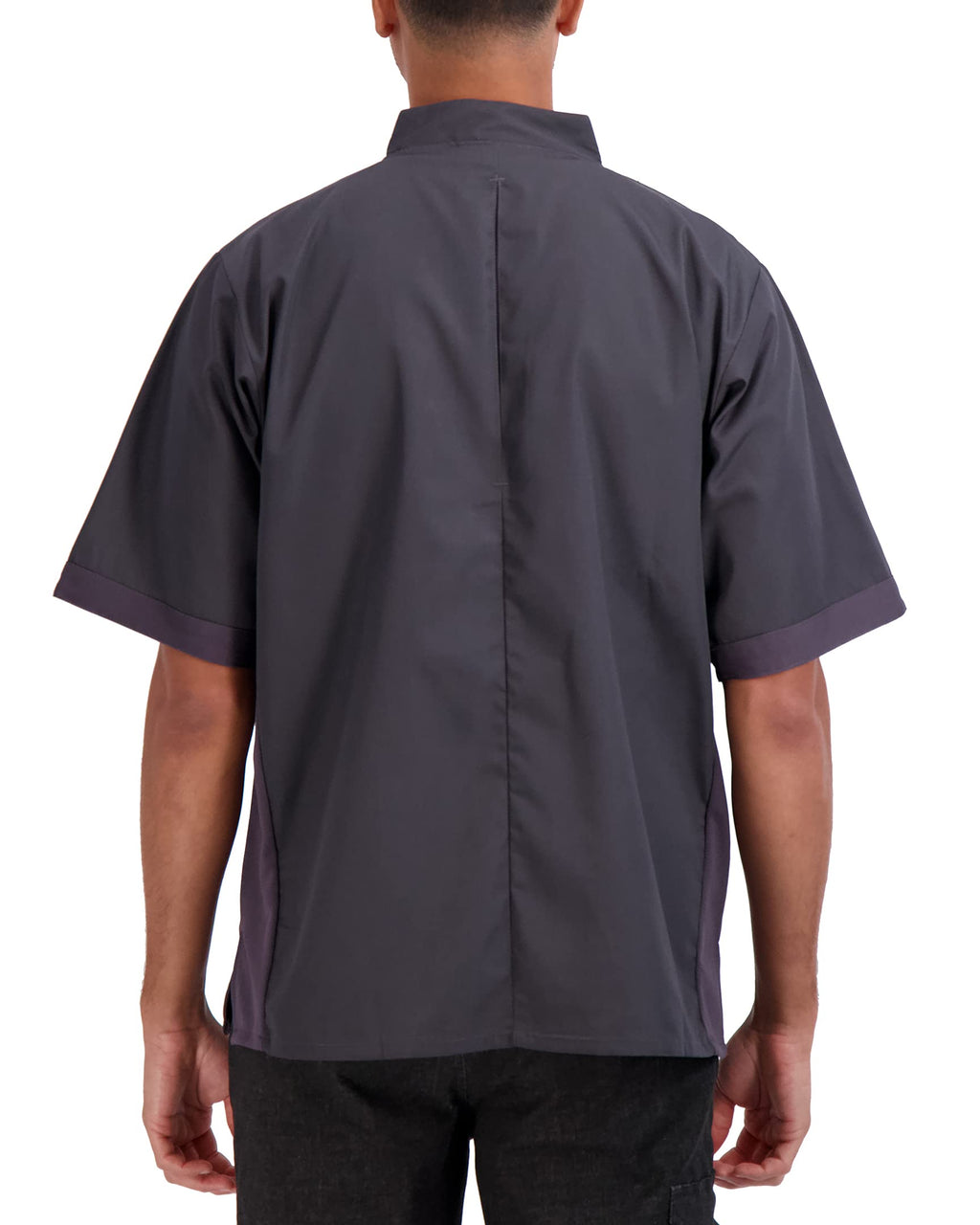 Happy Chef Men's Microvent Short Sleeve Lightweight Chef Coat, Charcoal, Large