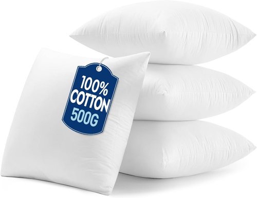 MIULEE 18x18 Pillow Inserts - Set of 4 Cotton Cover, 100% Virgin Microfiber for Couch & Bed
