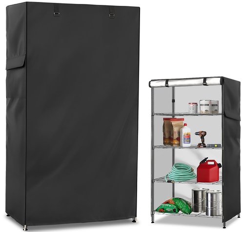 Exokugo Wire Shelf Cover,600D Heavy Duty 100% Waterproof Shelf Covers for Wire Shelving,Outdoor Storage Shelves Cover for Metal Rack,60" W x 24" D x 72" H,Black