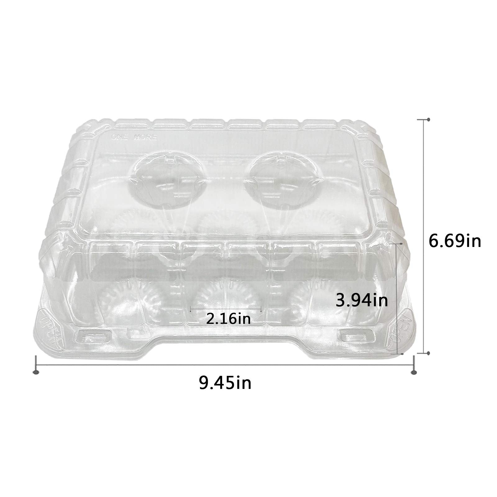 Clear Cupcake Containers,12pc Plastic Disposable High Dome Cupcake Boxes 6 Compartment Cupcake Holders Cupcake Containers Half Dozen Cupcake Trays ReliableCup Cake Muffin Packaging Transporter