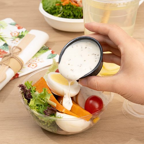 Restaurantware RW Base 1.5 Ounce Sauce Cups 2000 Microwave-Safe Condiment Cups - Crack-Resistant Disposable Black Plastic Portion Cups For Samples Sauces Or Toppings Lids Sold Separately