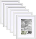 HappyHapi 8x10 Picture Frame Set of 6 - Versatile White Frames for 5x7 or 8x10 Photos | Wall or Tabletop Display