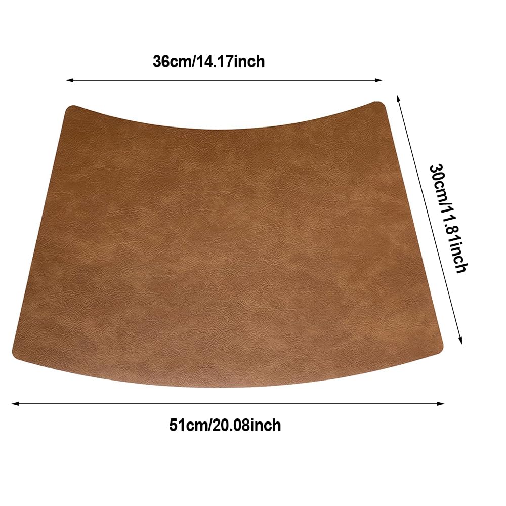 Leather Round Table Washable Placemats, Thick Faux Leather Heat Resistant Wedge Table Placemat, Waterproof Non-Slip Easy to Clean Place mat for Kitchen Coffee Dining Room Table Set of 6