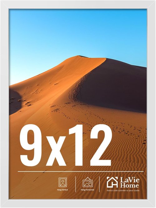LaVie Home 9x12 Picture Frame - Classic Wall Display Frame with HD Plexiglas | Vertical & Horizontal Use