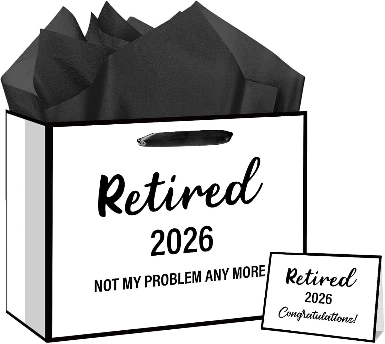 RTMISA 2026 Retirement Gift Bag with Tissue Paper and Greeting Card 2026 Retired Gifts Wrapping Bag for Women Men Coworker Teacher, Retirement Party Decorations Supplies