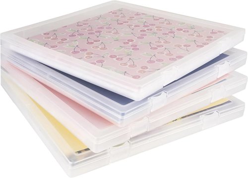 CraftGenes Scrapbook Paper Storage - 4 Pack Stackable Organizers with U-Shaped Locking Mechanism | Ideal for Home, Office & School