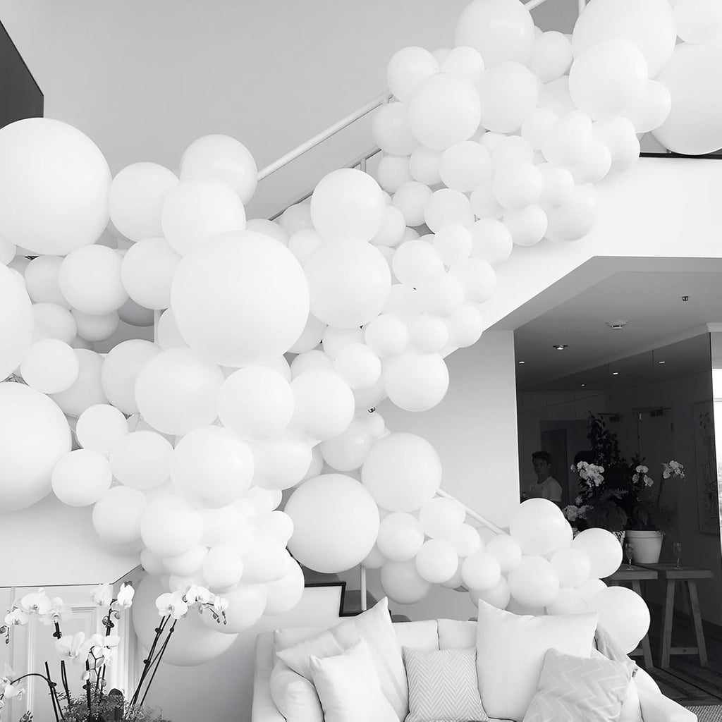 Voircoloria 110pcs Matte White Balloons - 12 Inch Latex Party Balloons for Weddings & Celebrations
