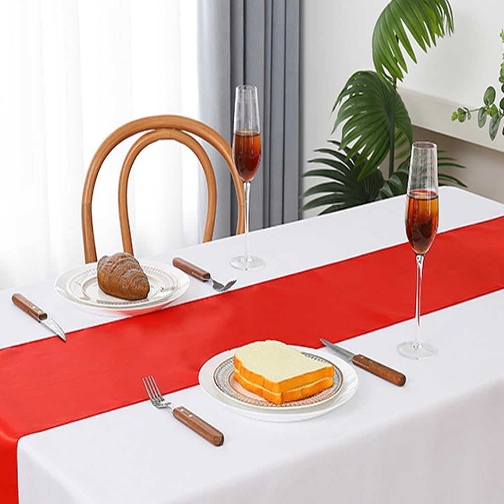 Regine Switzerland Satin Red Table Runners - 10 Pack, 12 X 108 Inches for Weddings & Parties