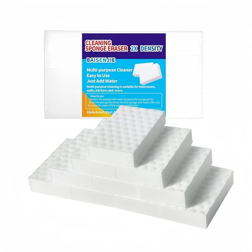 BAISENJIE Magic Sponges Eraser,10 Pack Melamine Sponge in Bulk,2X Density,Long Lasting,Cleaning Sponge for Kitchen, Bathroom,Bathtub, Sink,Furniture, Wall Cleaner (White,3.93x2.36x0.79in)