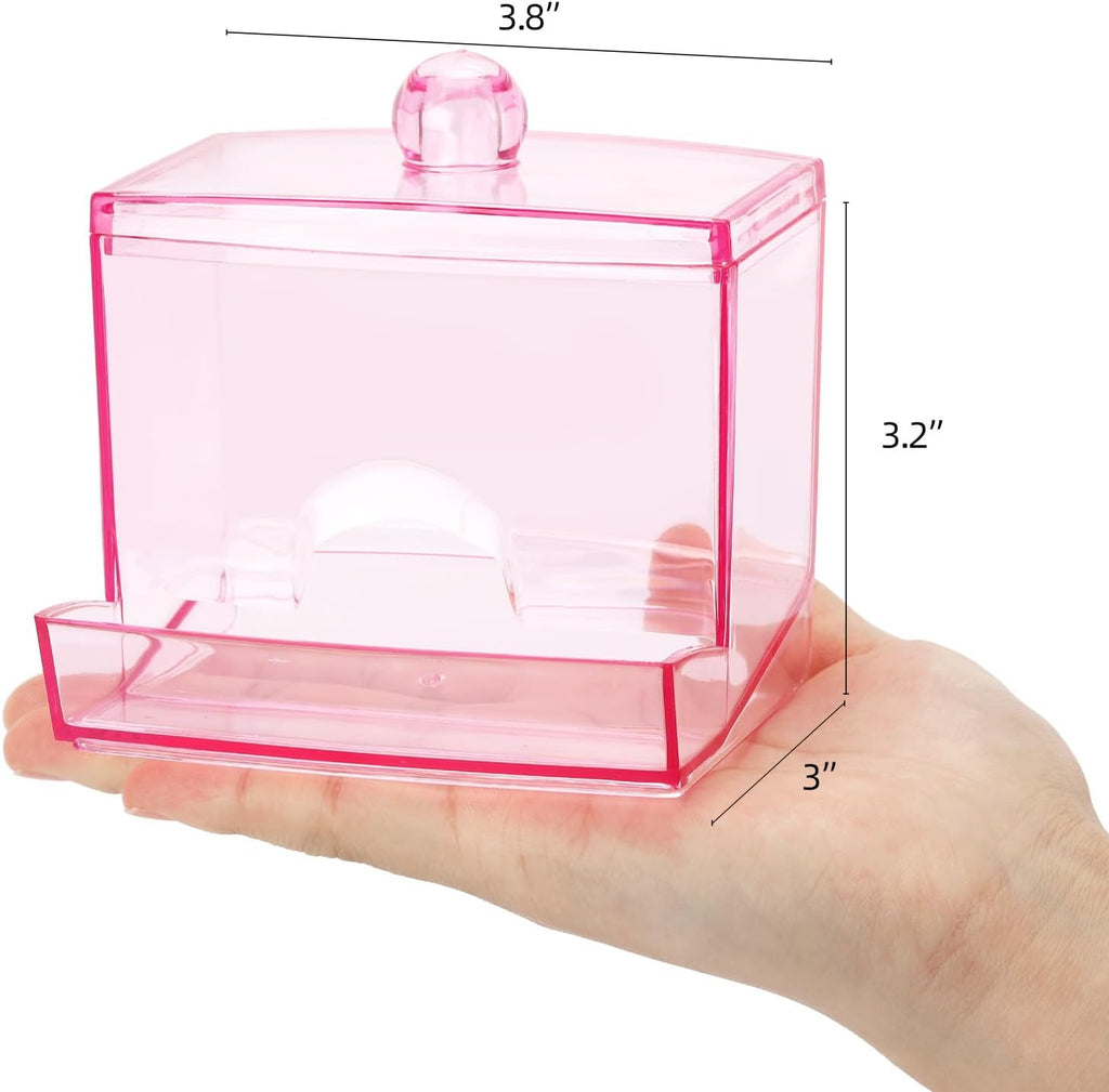 Tbestmax Cotton Swab Holder Dispenser - 10oz Bathroom Organizer for Qtips & Cotton Balls (Pink)