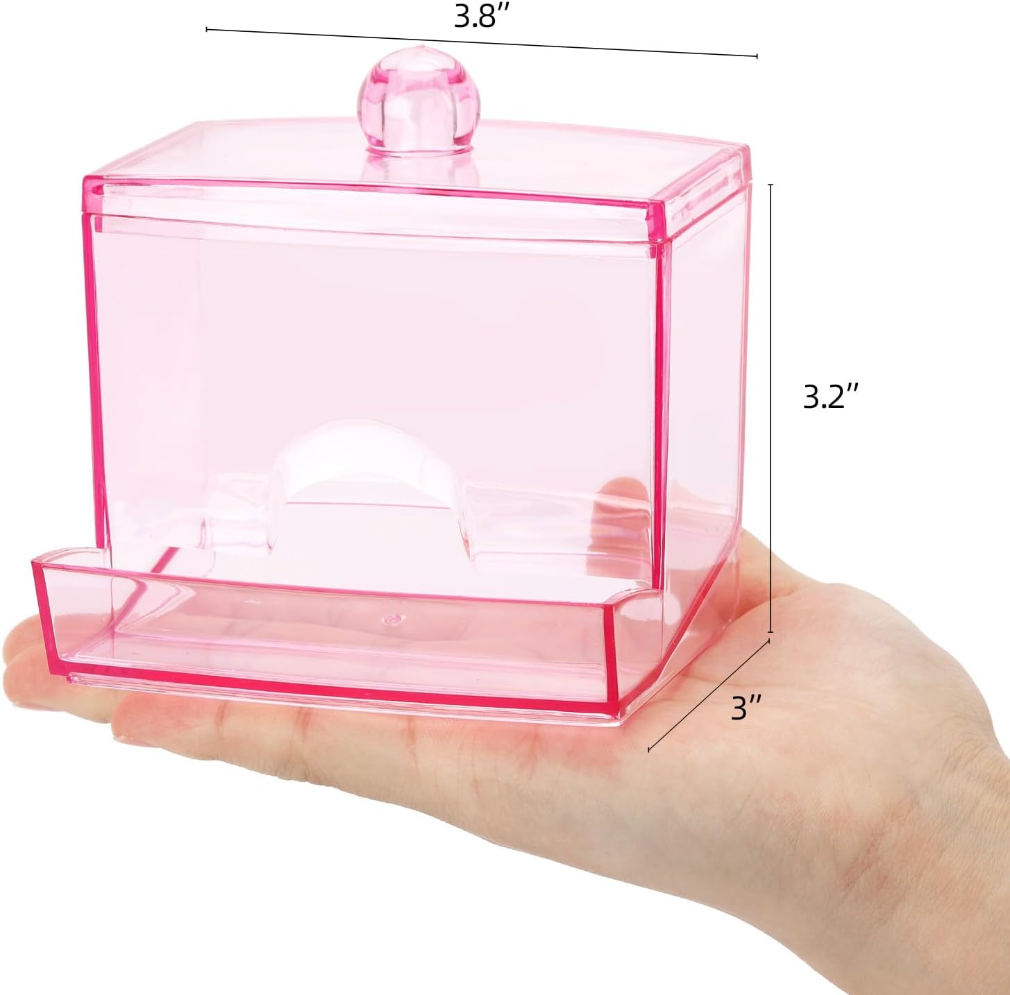 Tbestmax Cotton Swab Holder Dispenser - 10oz Bathroom Organizer for Qtips & Cotton Balls (Pink)