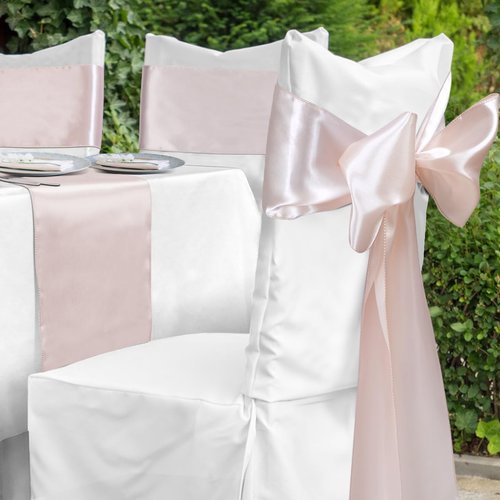 Babenest Satin Chair Sashes - Upgraded 30 Pcs Chair Ribbons & Bows for Weddings & Events | Champagne