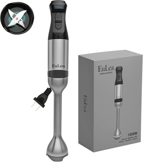 Immersion Hand Blender by 2026 - Powerful 1200W with 5-Speed Settings & Stainless Steel Blades | Gift Box Packaging